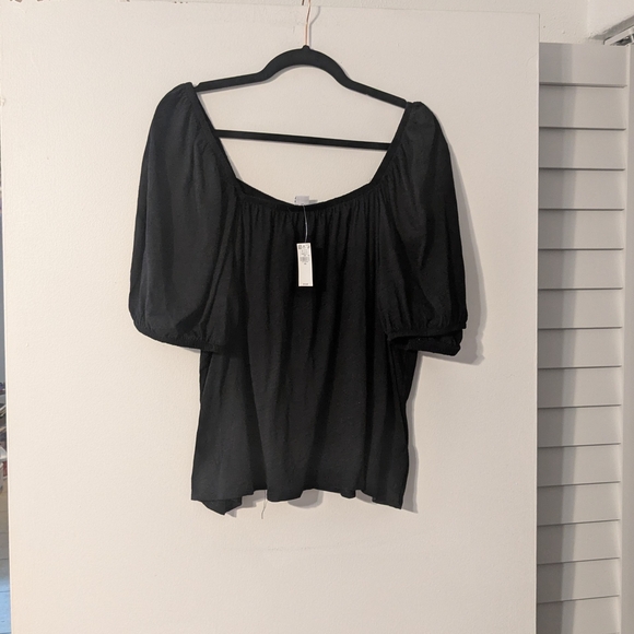 Old Navy Elegant Black Square Neck Puff Sleeve Top - Black - New With Tags XXL - Picture 3 of 11